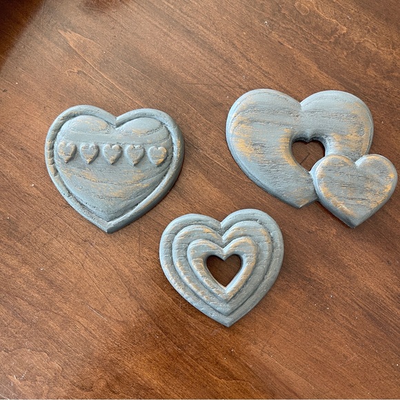 Other - Vintage 80s Rustic Heart-Shaped Wall Decor Set of 3